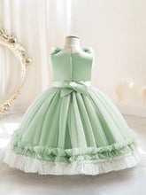Young Girls Sleeveless Flower Mesh Princess Dress For Birthday Party Wedding Flower Girl Dance Performance Stage Outfit